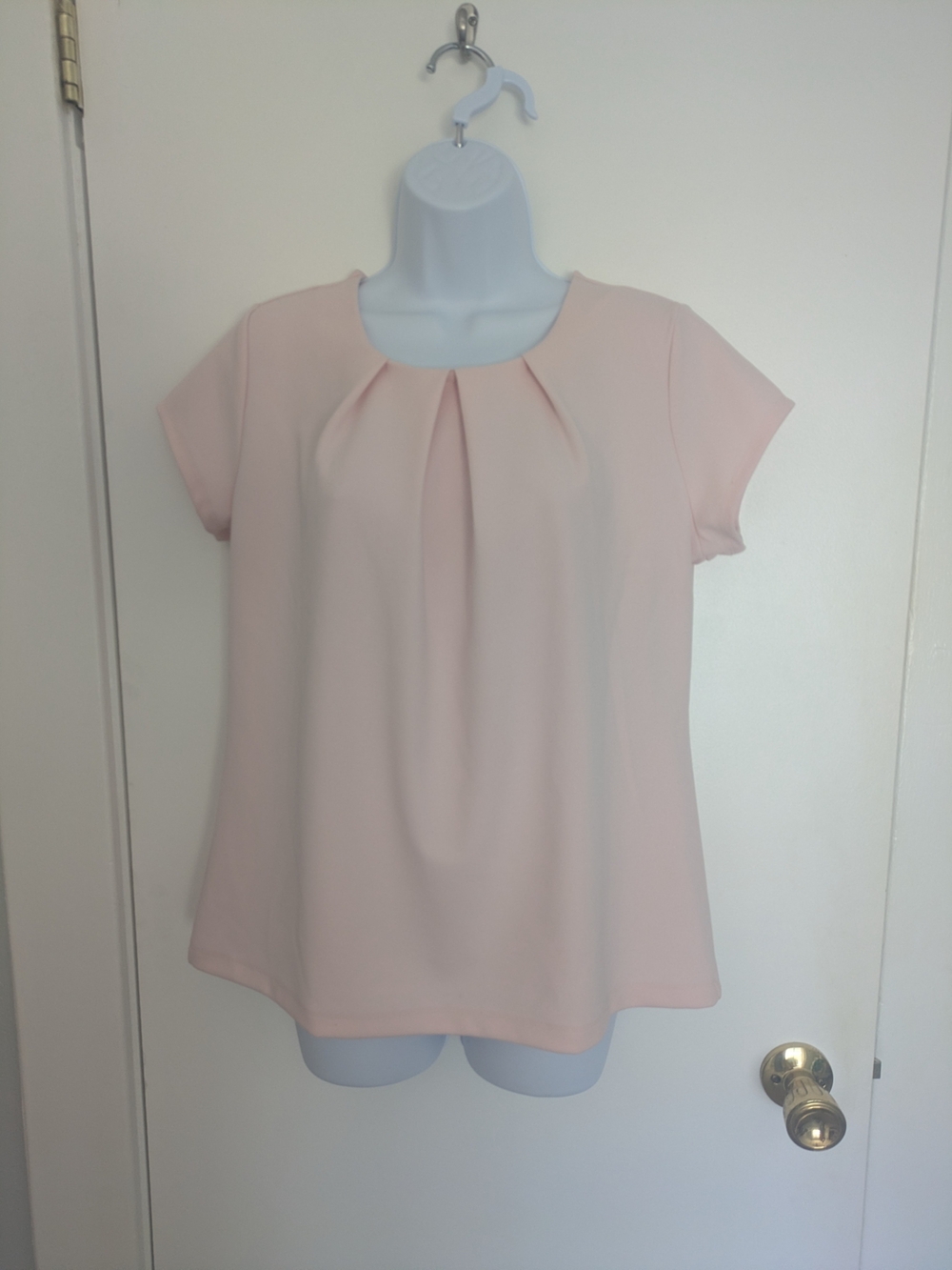 Liz Claiborne Soft Pink Pleated Short Sleeve Blouse Women's Size Medium